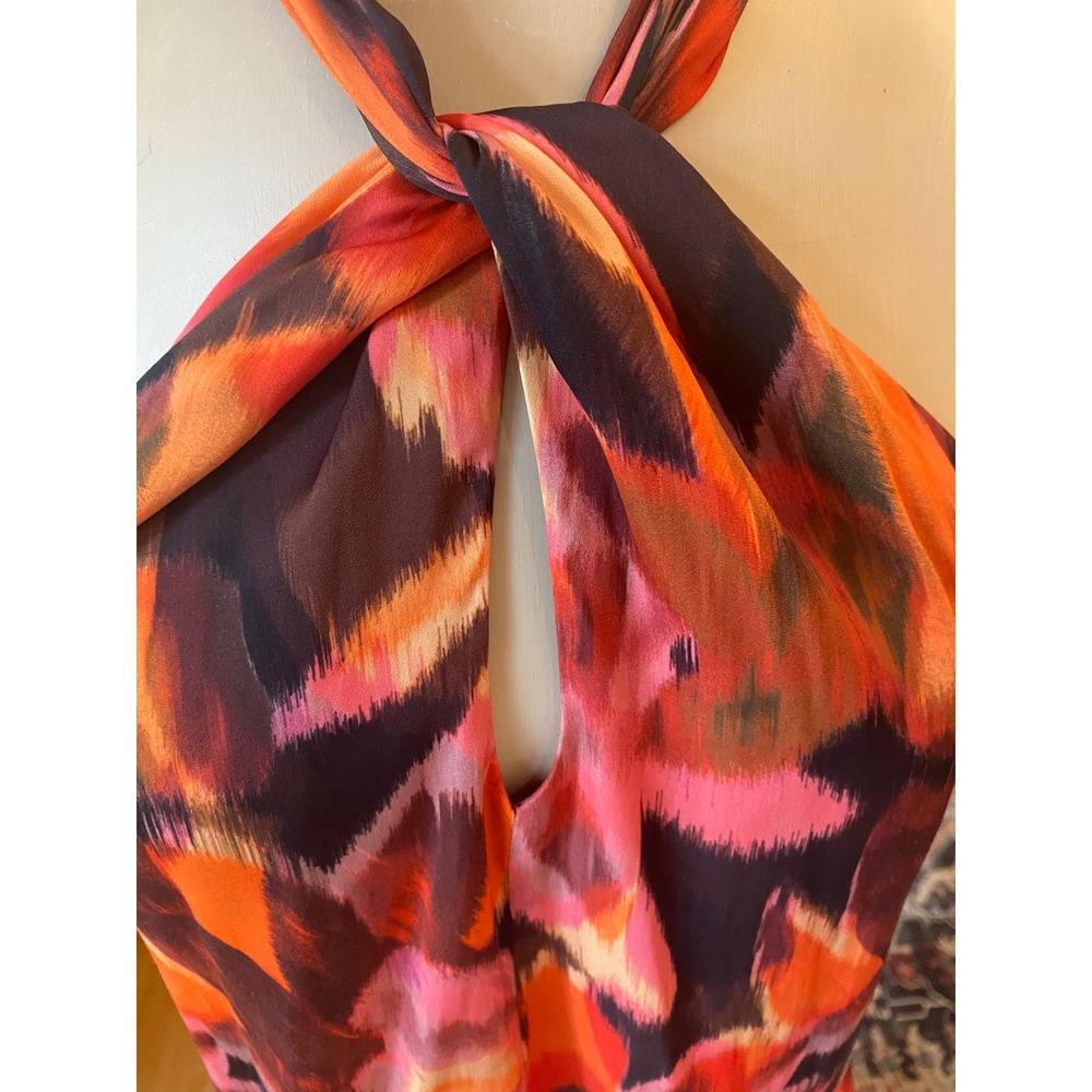 Tart Collections Womens Orange Pink Abstract Halter Neck Blouse Small - Picture 4 of 11
